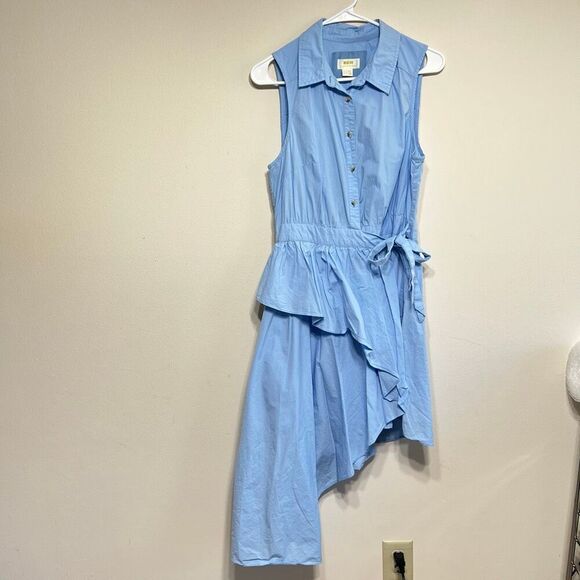 Anthropologie Maeve Blue Sleeveless Wrap Dress 10 Women - Picture 2 of 10